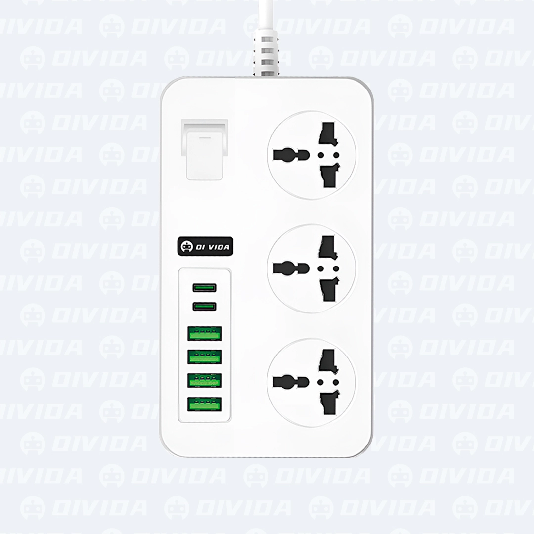 Extensão com 3 saídas universais e 6 entradas USB